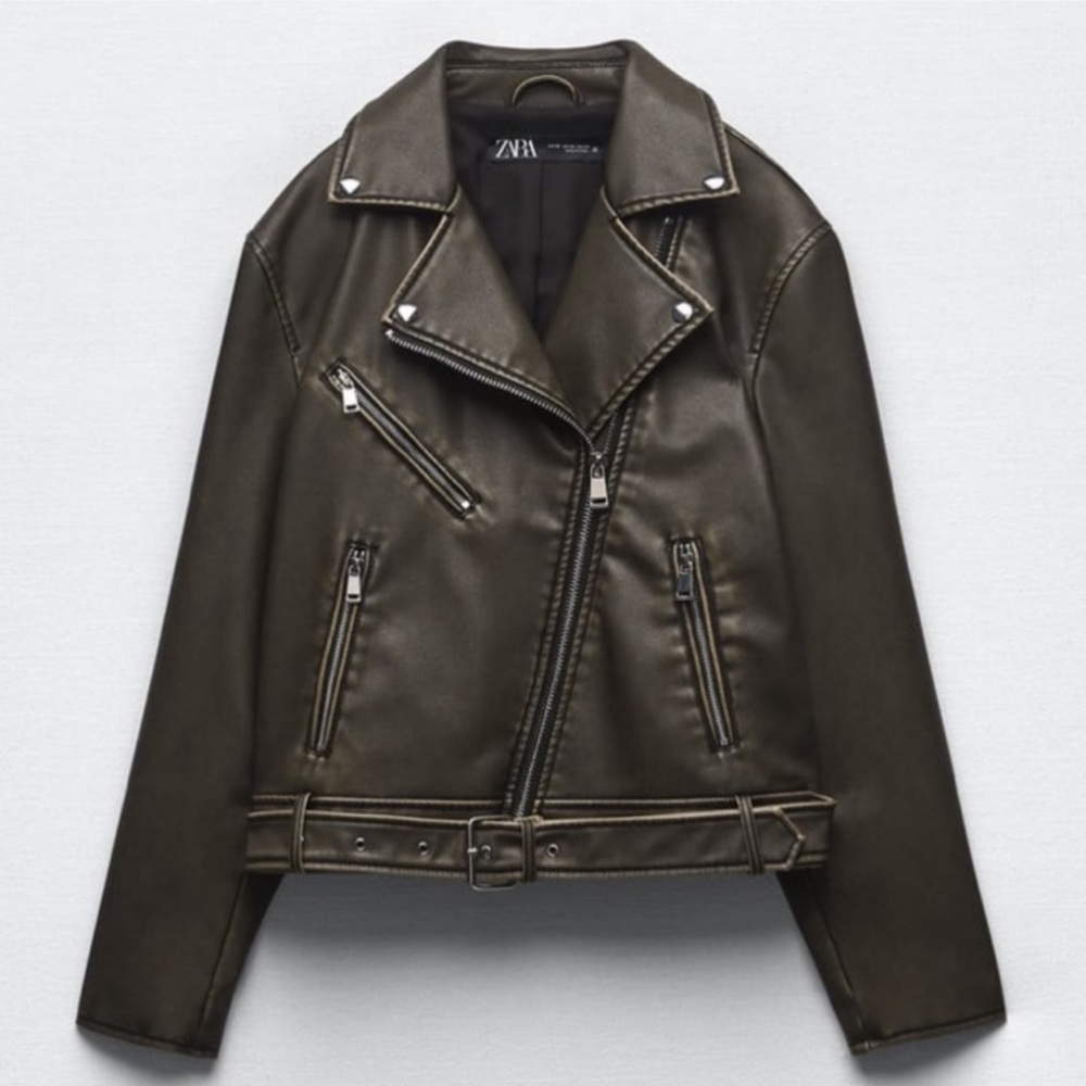 Zara oversized faux leather jacket
